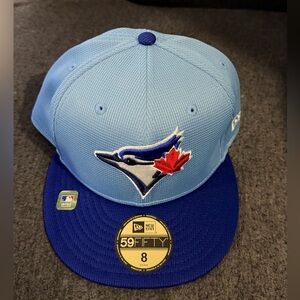 Blue Jays New Era FITTED Size 8 Light Blue and Royal Blue Baseball Cap
